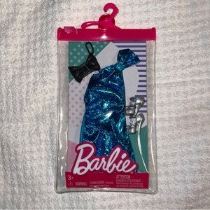 NWT - Barbie Shimmering Teal Blue Cocktail Dress Outfit & Accessories